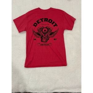 Kid Dangerous Detroit Motorcycle City Forever Men's T-Shirt Size M Pullover Red